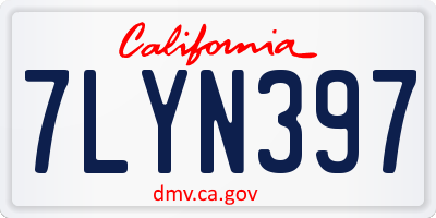 CA license plate 7LYN397