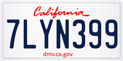CA license plate 7LYN399