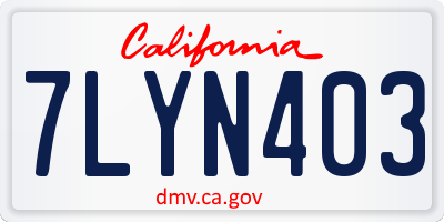 CA license plate 7LYN403