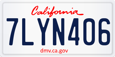 CA license plate 7LYN406