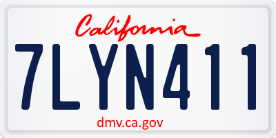 CA license plate 7LYN411