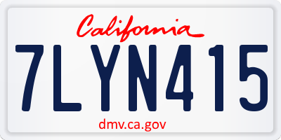 CA license plate 7LYN415