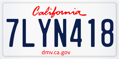 CA license plate 7LYN418