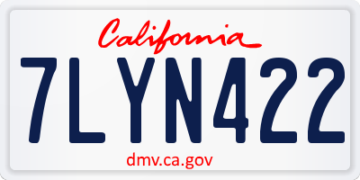 CA license plate 7LYN422