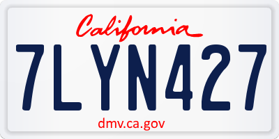 CA license plate 7LYN427