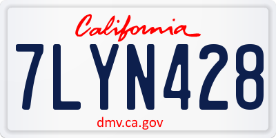 CA license plate 7LYN428