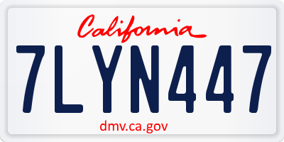 CA license plate 7LYN447