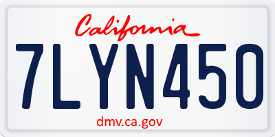 CA license plate 7LYN450