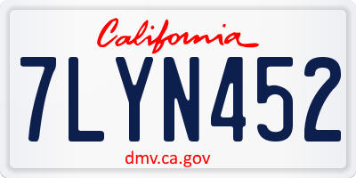 CA license plate 7LYN452