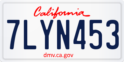 CA license plate 7LYN453
