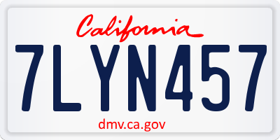 CA license plate 7LYN457