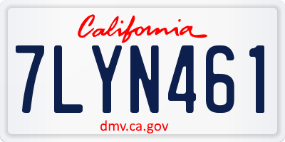 CA license plate 7LYN461