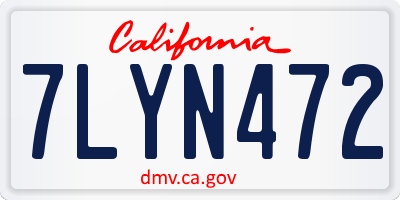 CA license plate 7LYN472