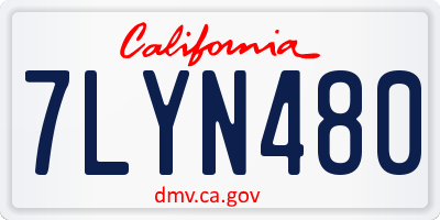 CA license plate 7LYN480
