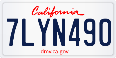 CA license plate 7LYN490