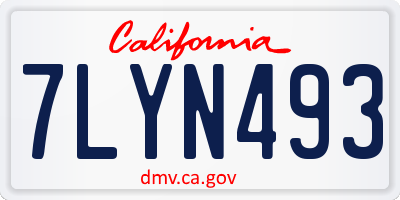 CA license plate 7LYN493