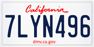 CA license plate 7LYN496