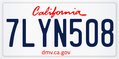 CA license plate 7LYN508