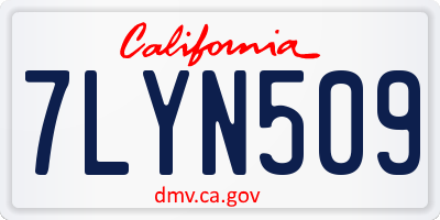 CA license plate 7LYN509
