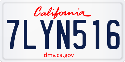 CA license plate 7LYN516