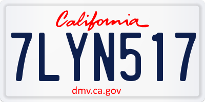 CA license plate 7LYN517