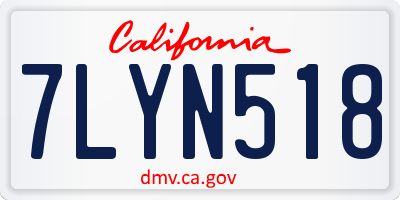 CA license plate 7LYN518