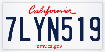 CA license plate 7LYN519