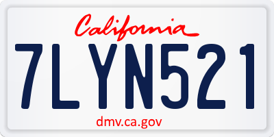 CA license plate 7LYN521