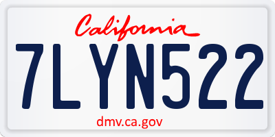 CA license plate 7LYN522