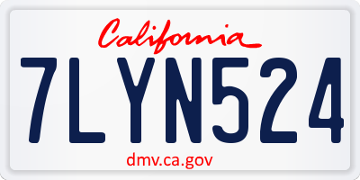 CA license plate 7LYN524