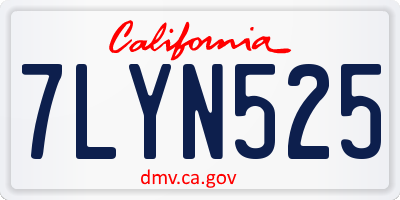 CA license plate 7LYN525