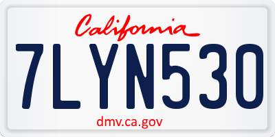 CA license plate 7LYN530