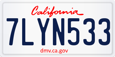 CA license plate 7LYN533