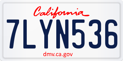 CA license plate 7LYN536