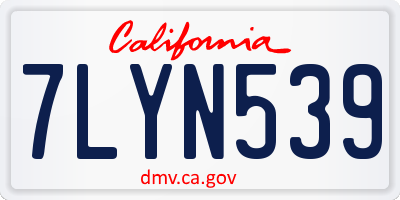 CA license plate 7LYN539