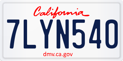 CA license plate 7LYN540