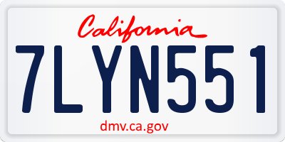 CA license plate 7LYN551