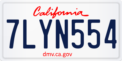 CA license plate 7LYN554