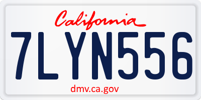 CA license plate 7LYN556