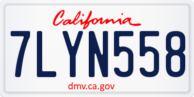 CA license plate 7LYN558