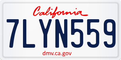 CA license plate 7LYN559