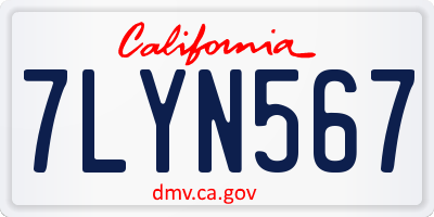 CA license plate 7LYN567