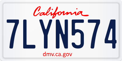 CA license plate 7LYN574