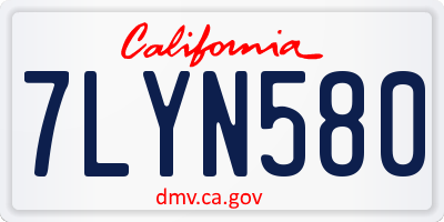 CA license plate 7LYN580