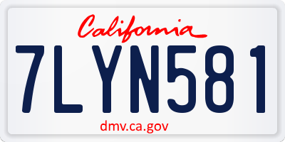 CA license plate 7LYN581