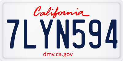 CA license plate 7LYN594