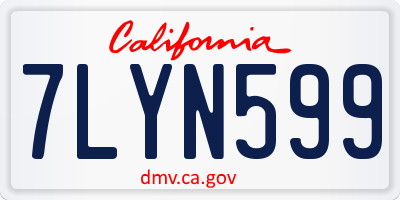 CA license plate 7LYN599