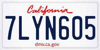CA license plate 7LYN605