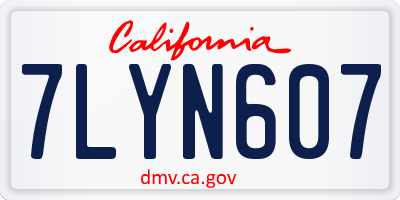 CA license plate 7LYN607