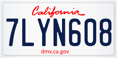 CA license plate 7LYN608